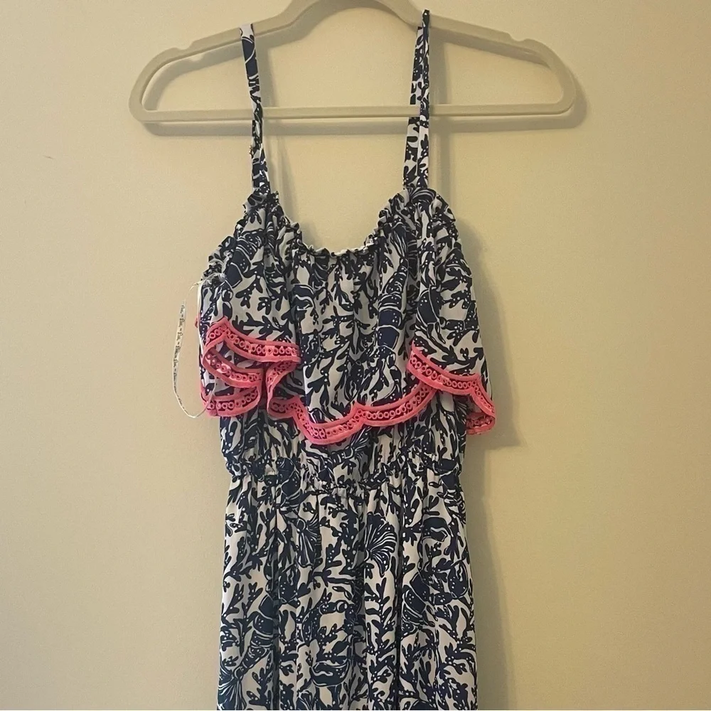 NWOT Lilly Pulitzer Women’s blue & white coral/lobster maxi dress, size XS - Picture 3 of 4